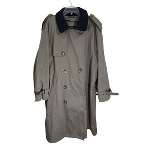 Lauren Ralph Lauren Tan Double Breasted Trench Coat Quilted Lining Belted Sz 46R